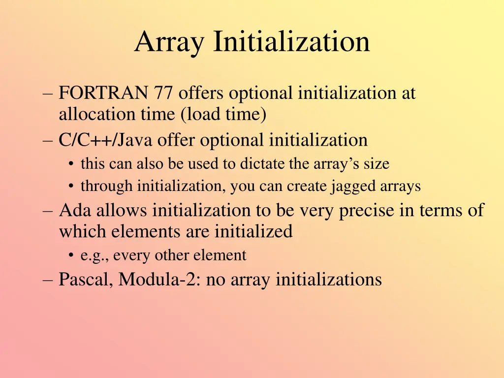 array initialization