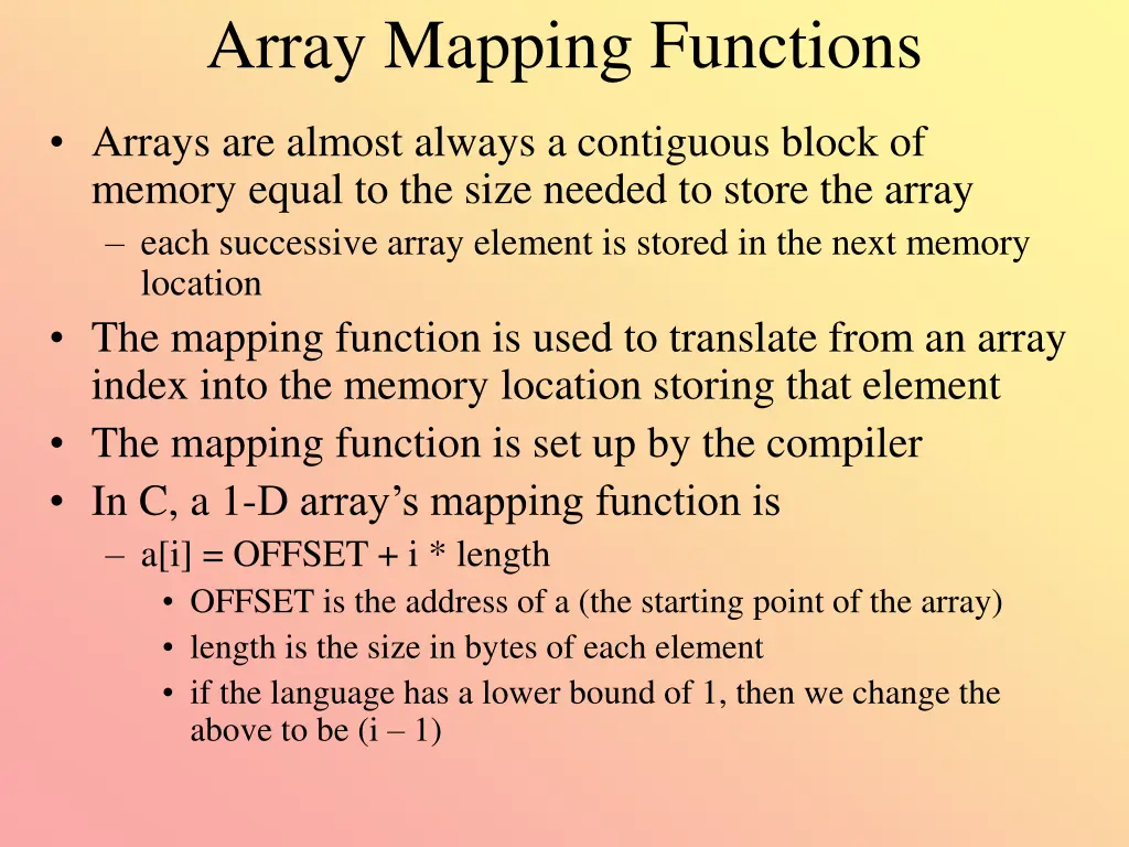array mapping functions