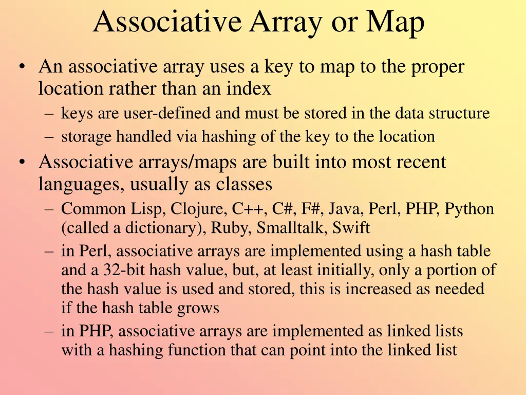 associative array or map