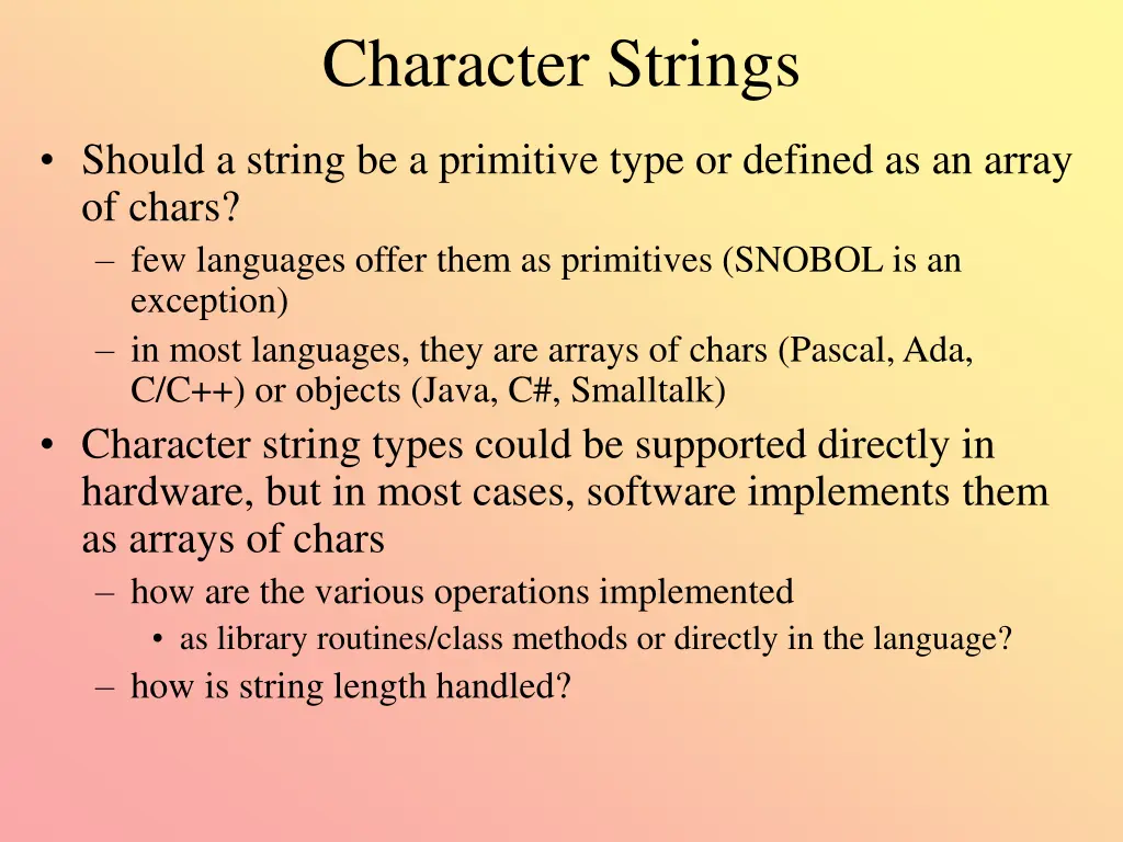 character strings