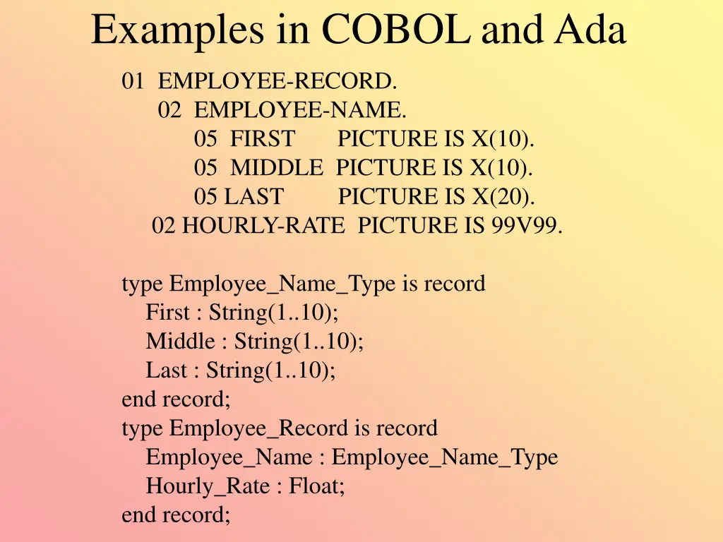 examples in cobol and ada