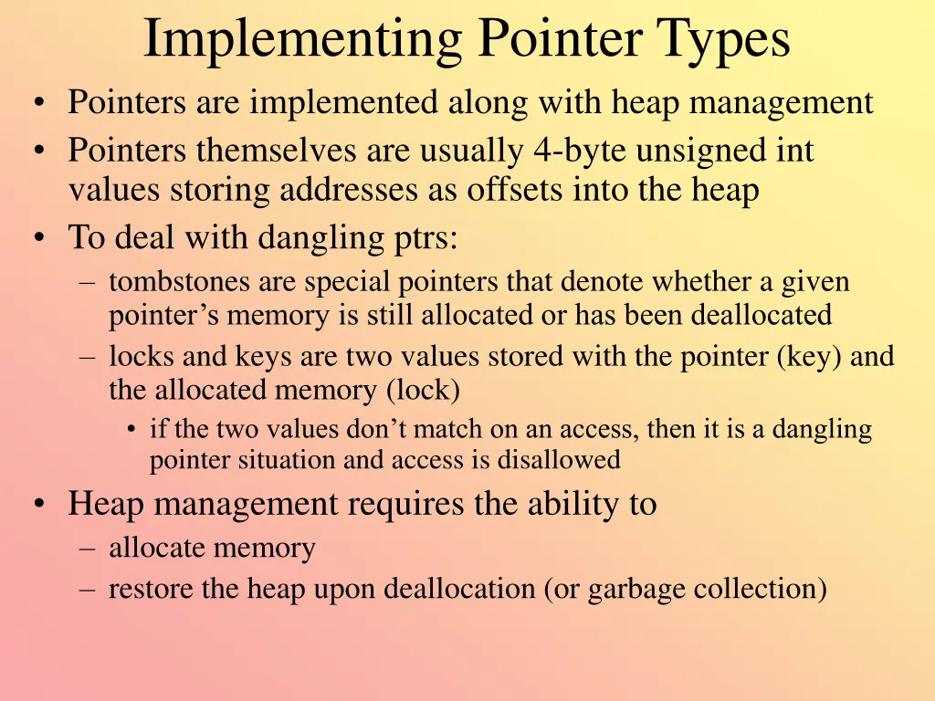implementing pointer types pointers