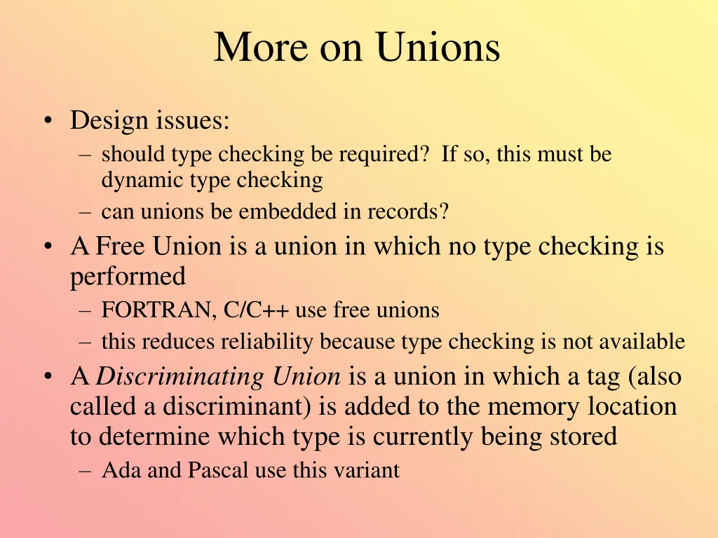 more on unions