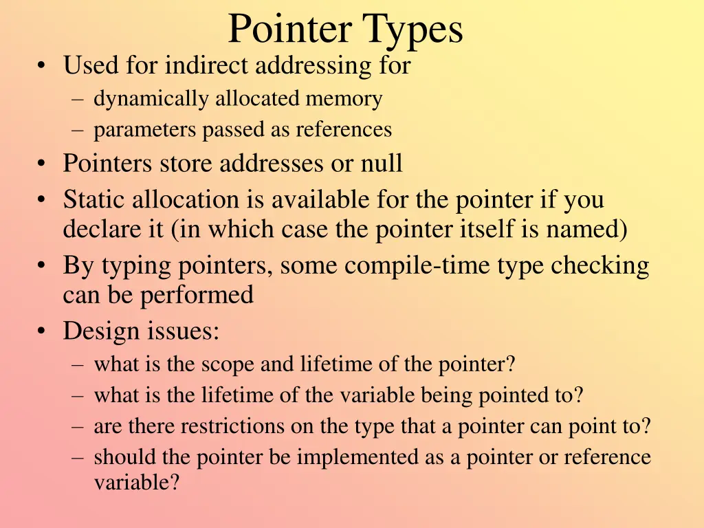 pointer types