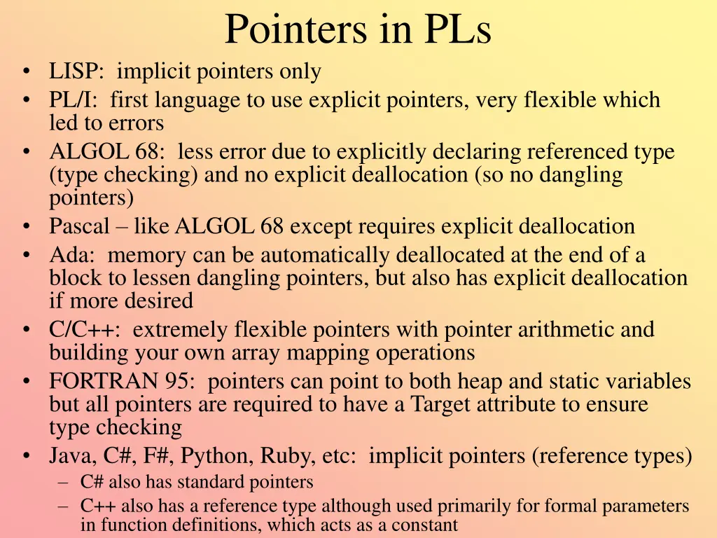 pointers in pls