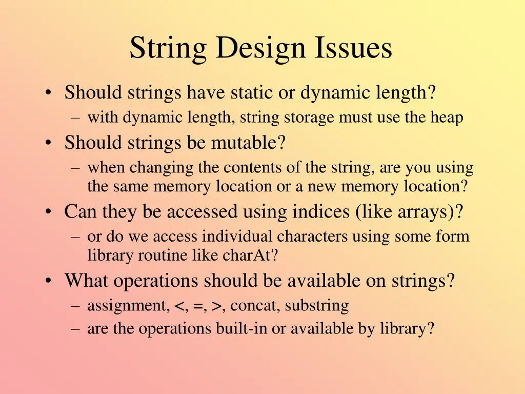 string design issues