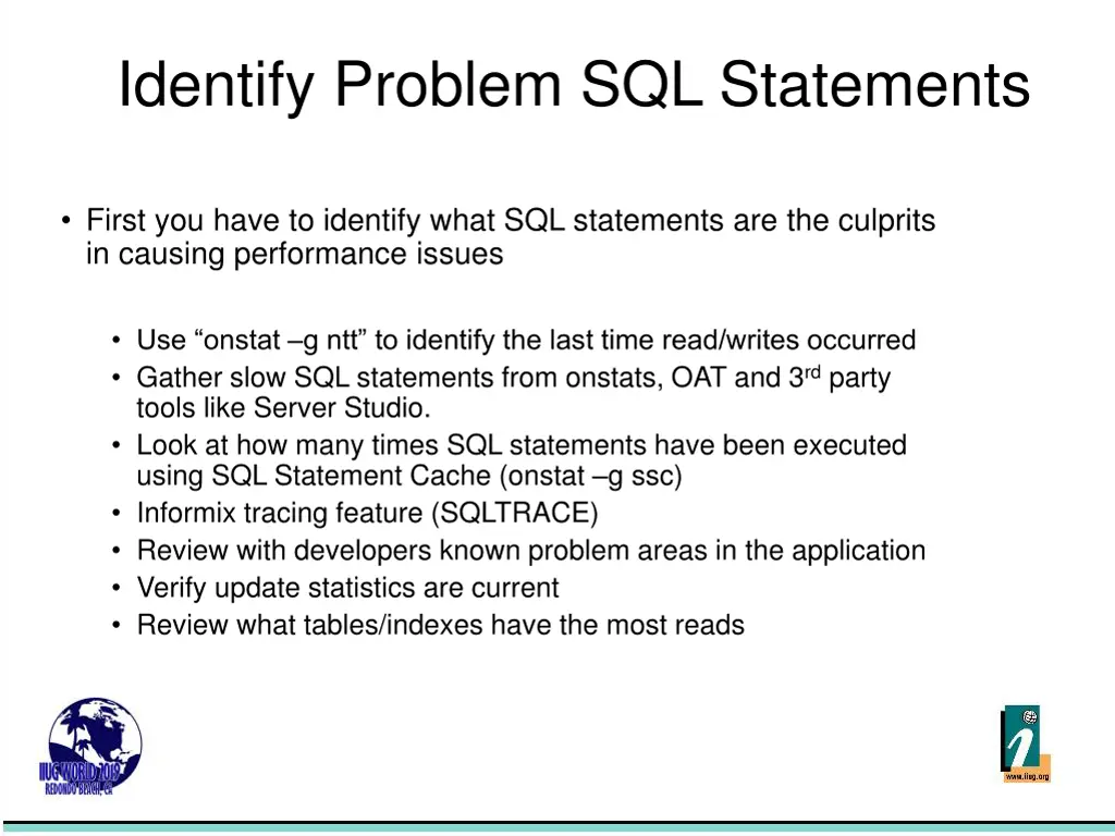 identify problem sql statements