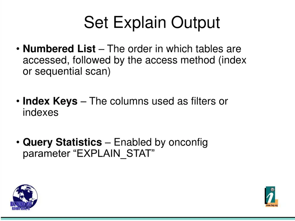 set explain output 2