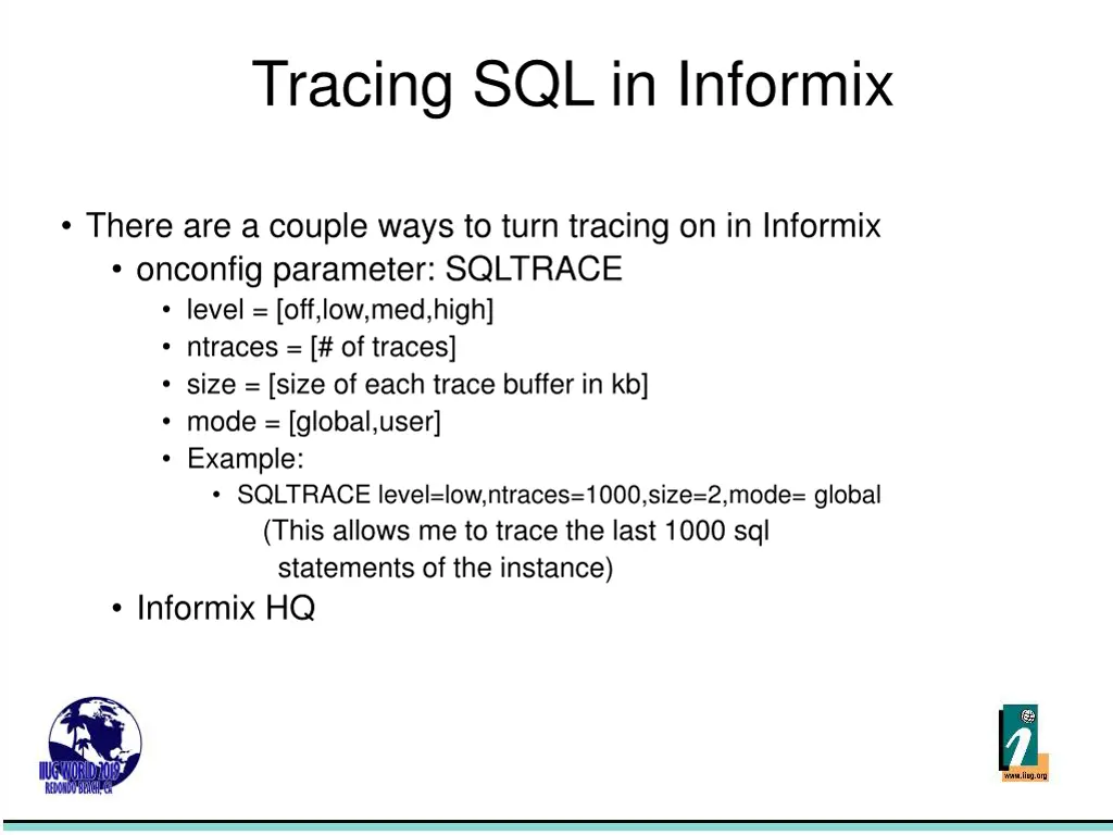 tracing sql in informix 1