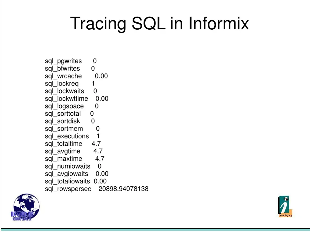 tracing sql in informix 10