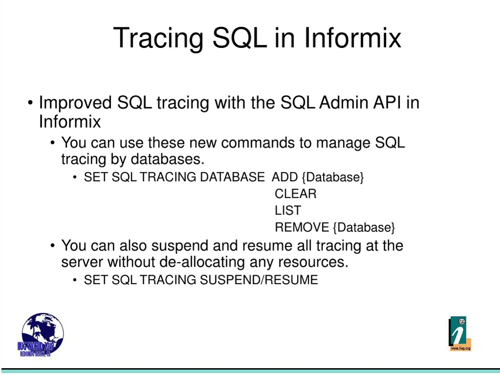 tracing sql in informix 2