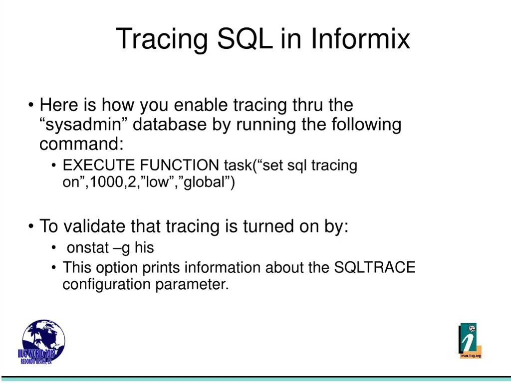 tracing sql in informix 3
