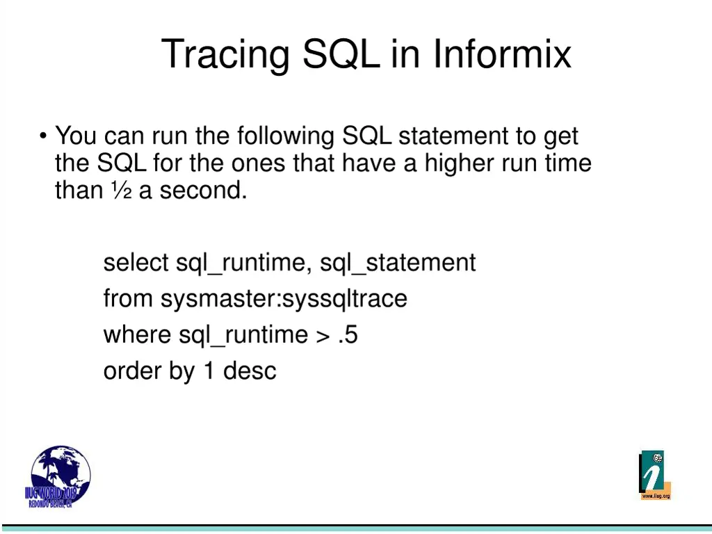 tracing sql in informix 8