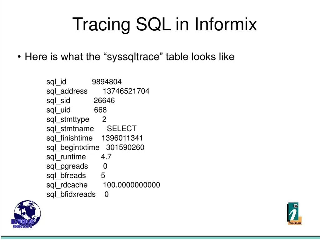 tracing sql in informix 9