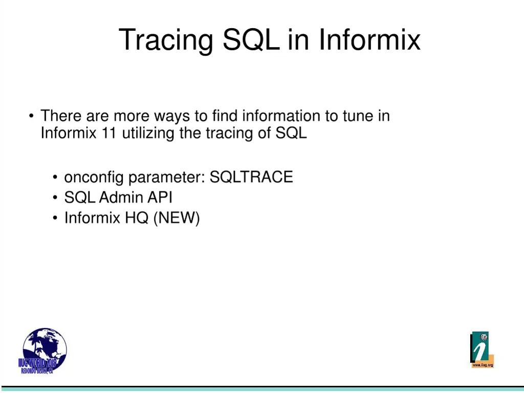 tracing sql in informix