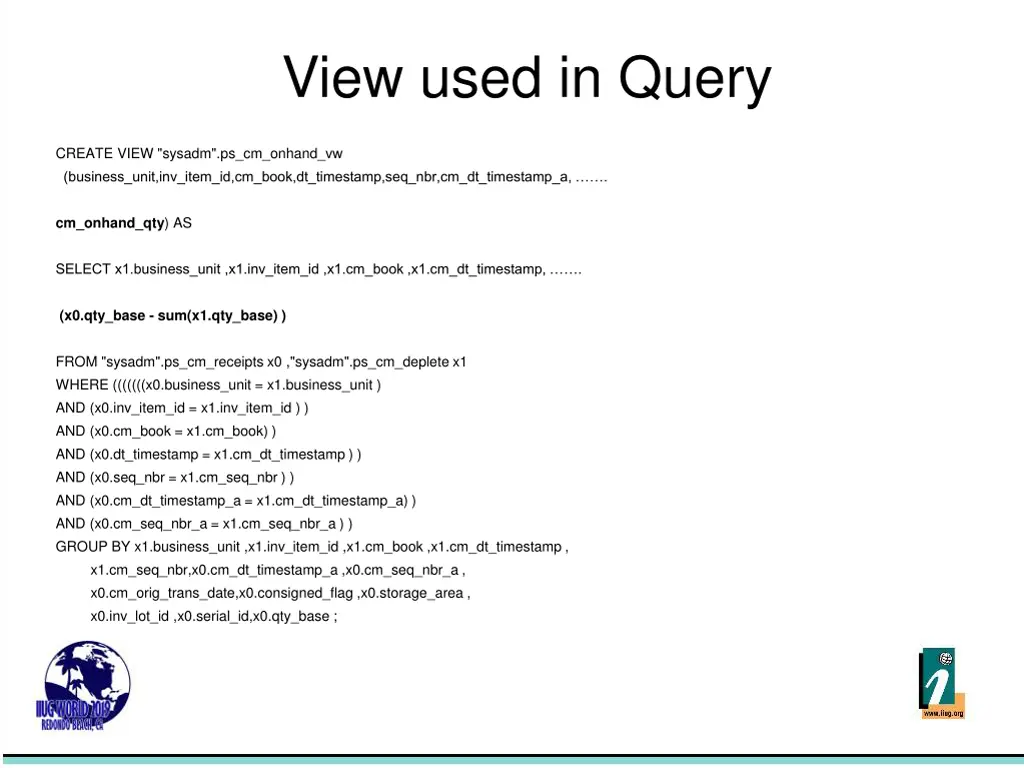 view used in query