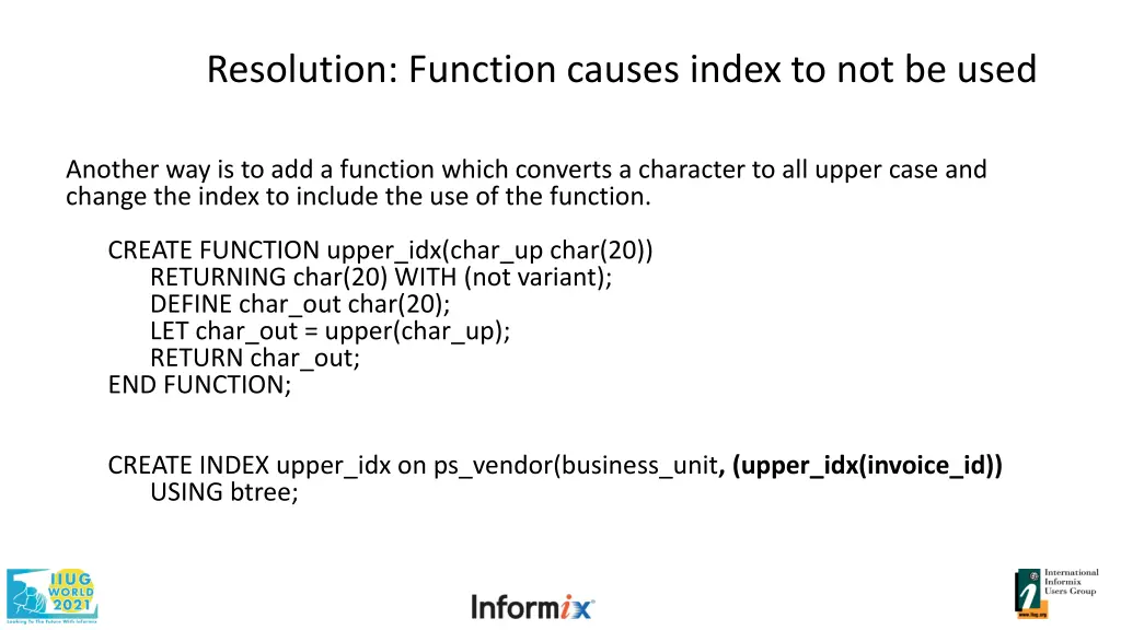resolution function causes index to not be used