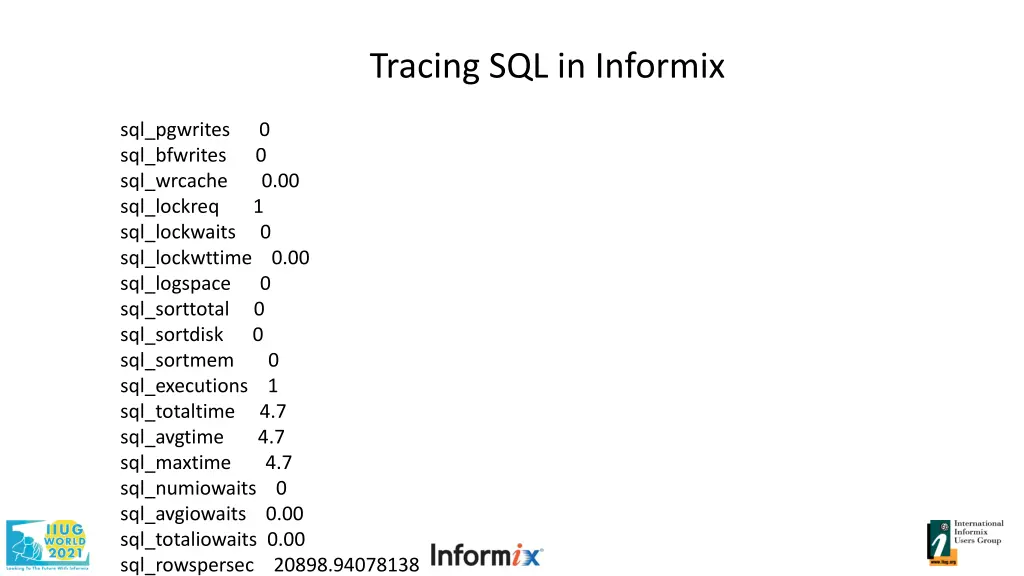 tracing sql in informix 10