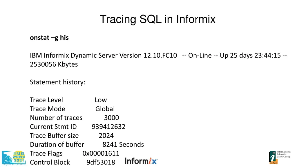 tracing sql in informix 4
