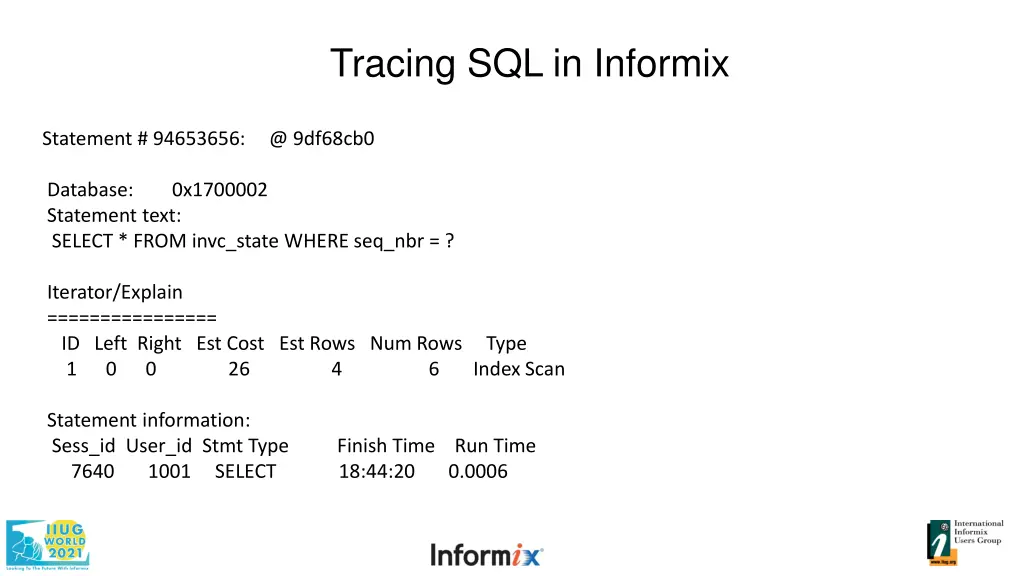tracing sql in informix 5