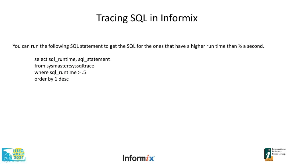 tracing sql in informix 8