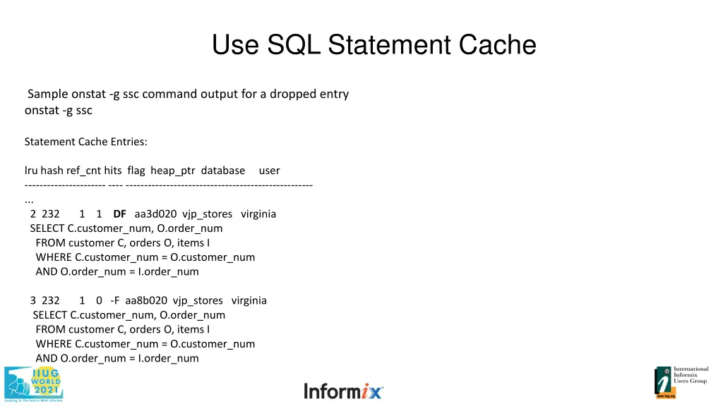 use sql statement cache 4