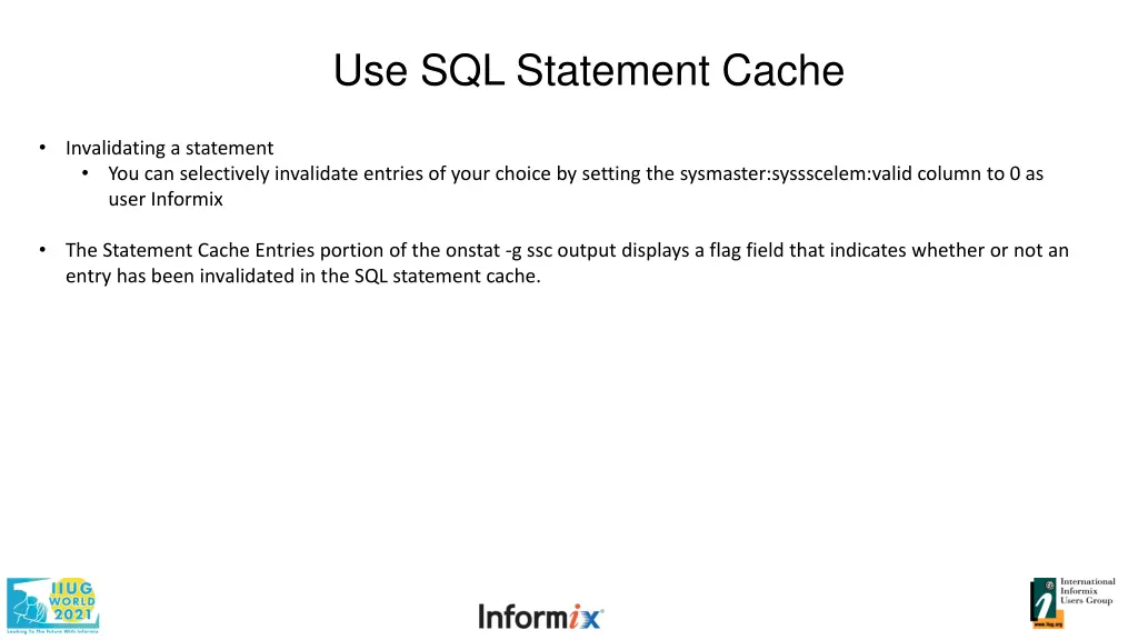 use sql statement cache 5