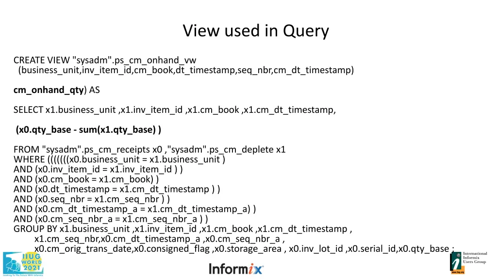 view used in query
