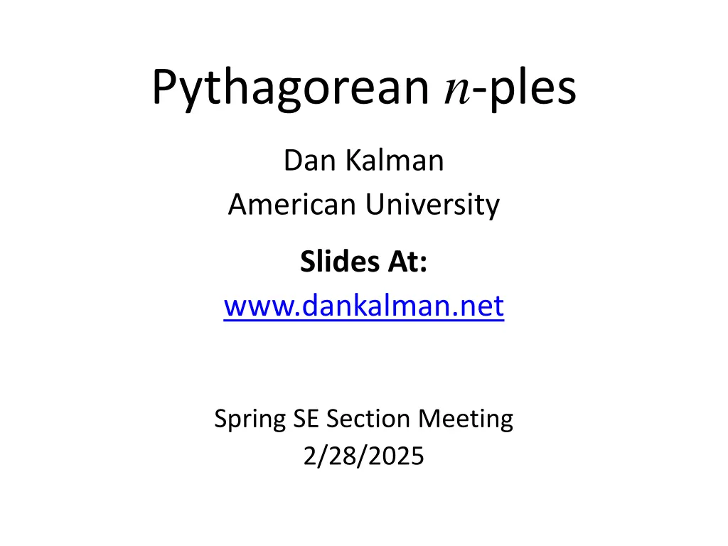 pythagorean n ples