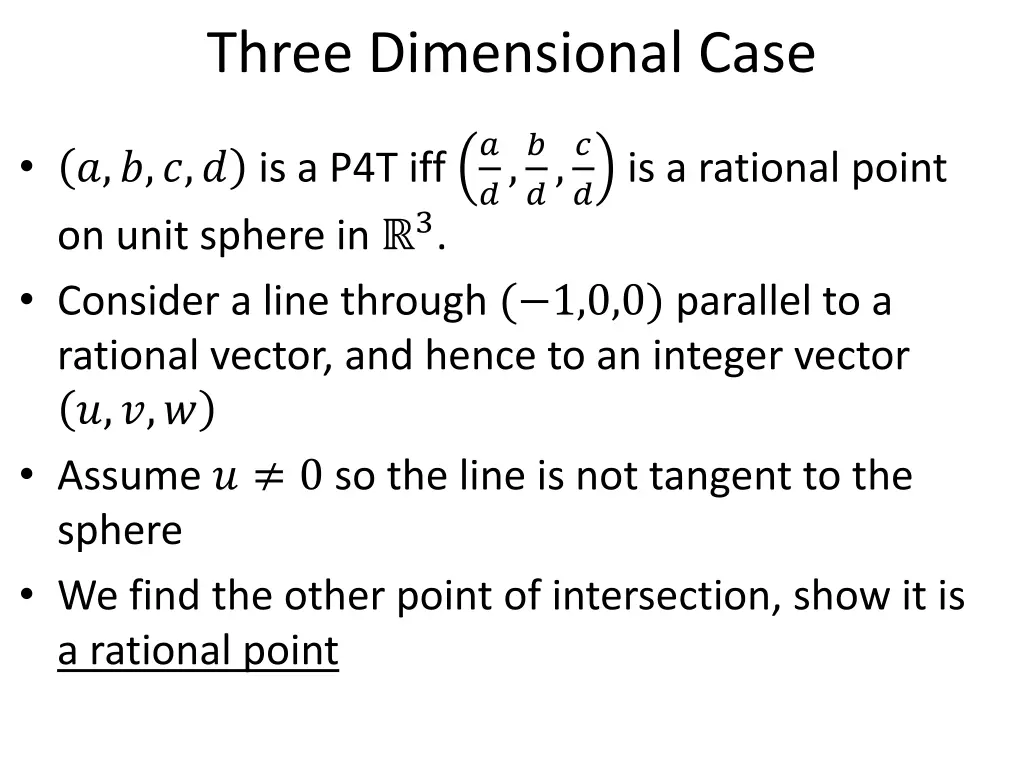 three dimensional case