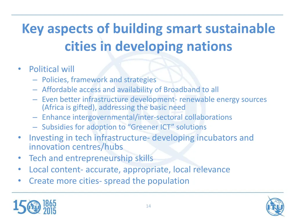 key aspects of building smart sustainable cities