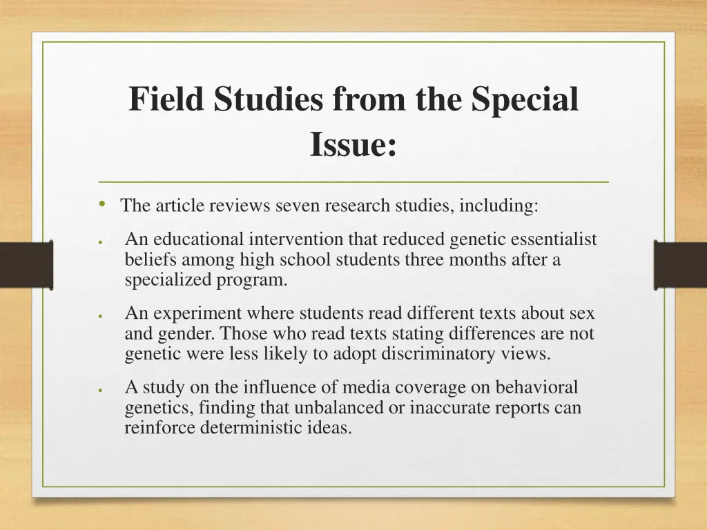 field studies from the special issue