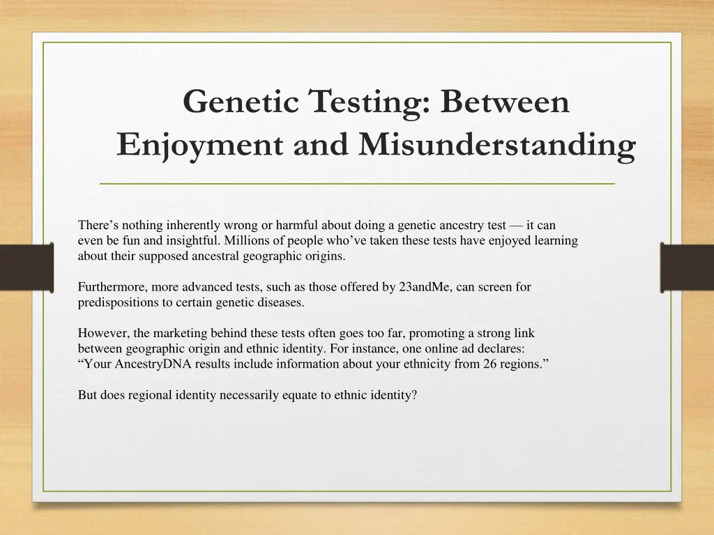genetic testing between enjoyment