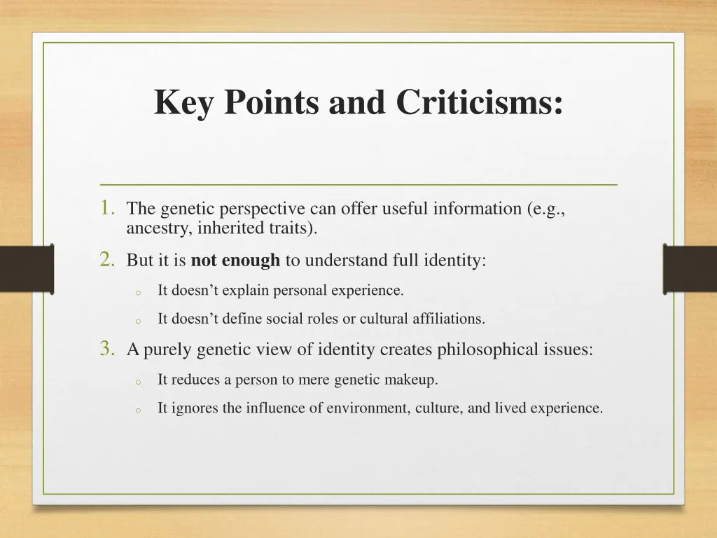 key points and criticisms