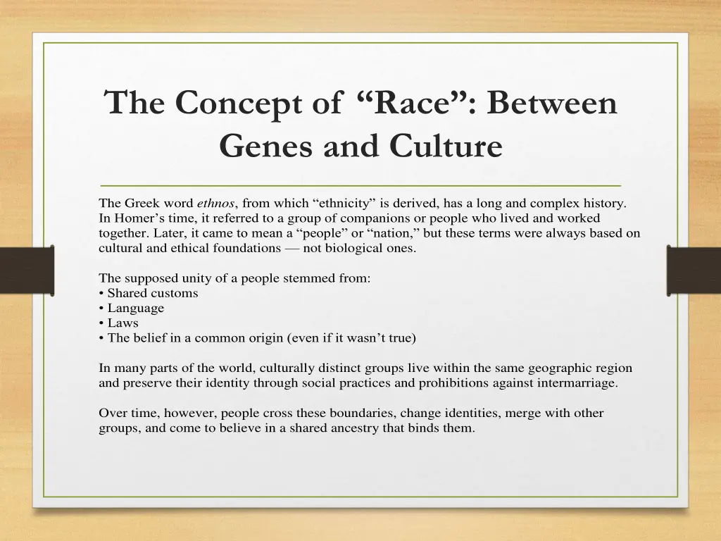 the concept of race between genes and culture