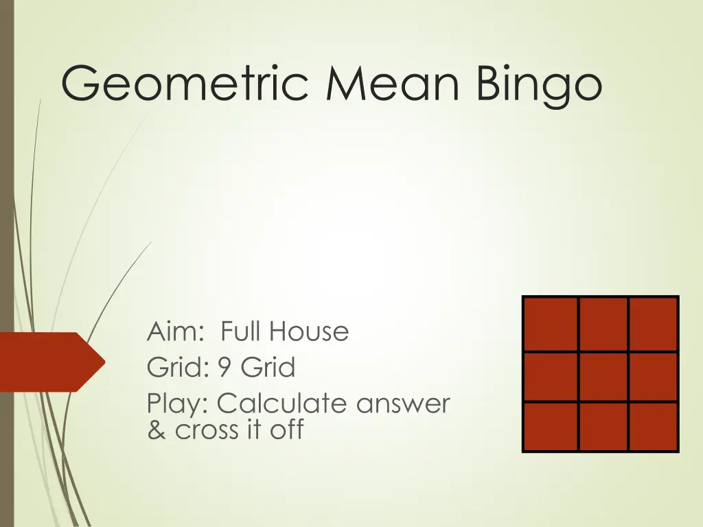 geometric mean bingo