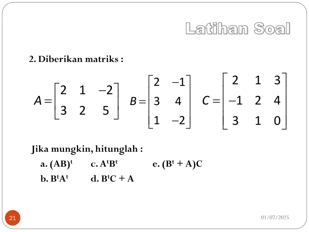 latihan latihan soal 1