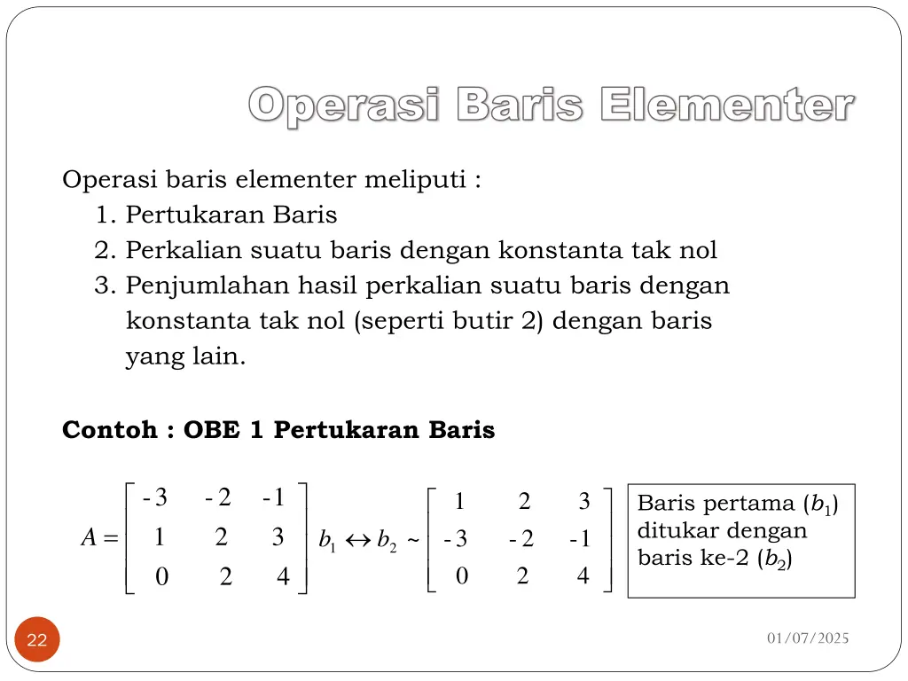 operasi operasi baris