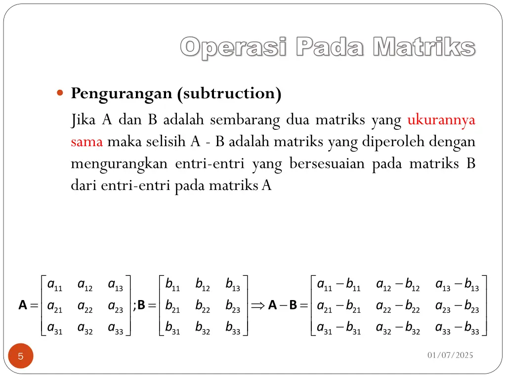 operasi operasi pada 1