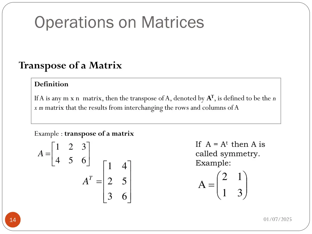 operations on matrices