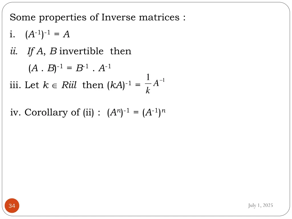 some properties of inverse matrices