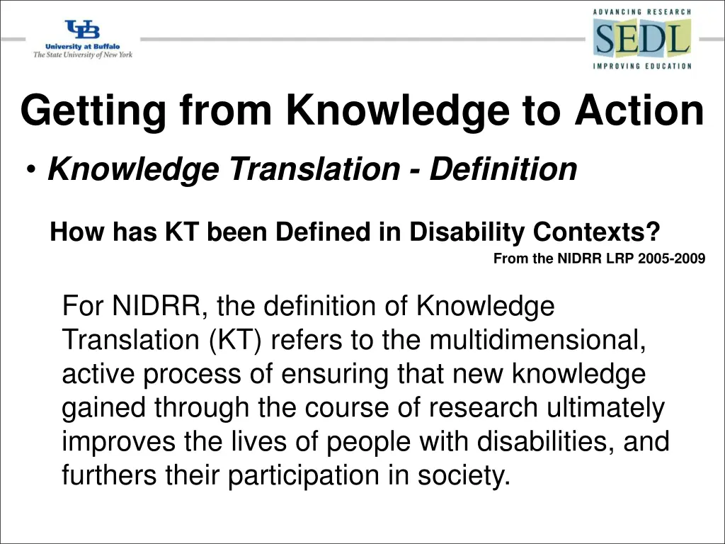 getting from knowledge to action 1