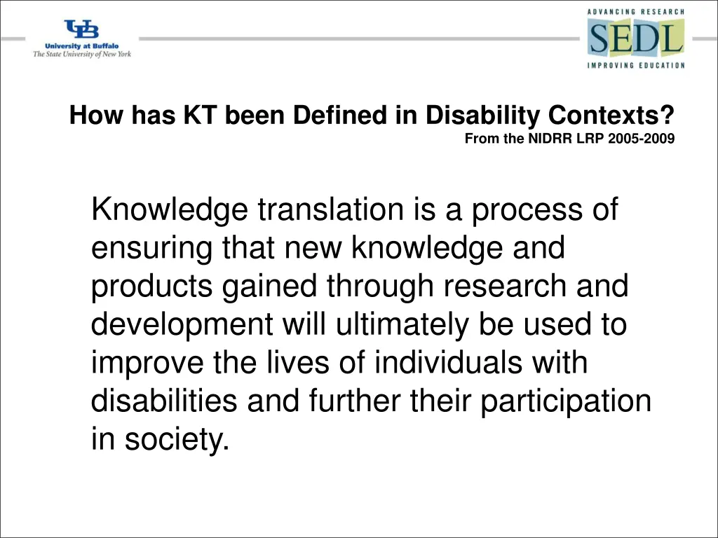 how has kt been defined in disability contexts 2