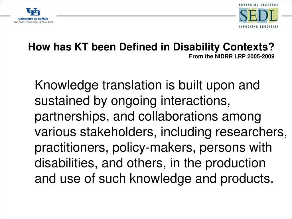 how has kt been defined in disability contexts 3