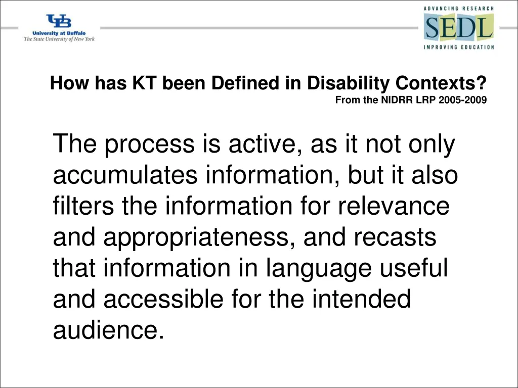 how has kt been defined in disability contexts