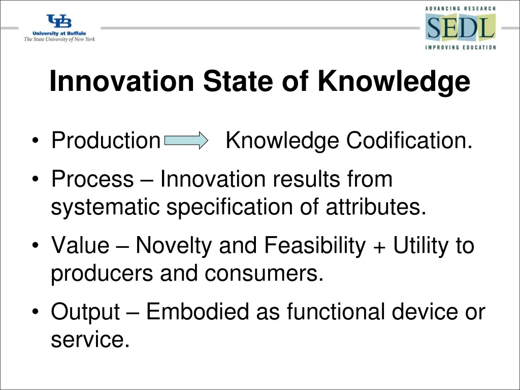 innovation state of knowledge