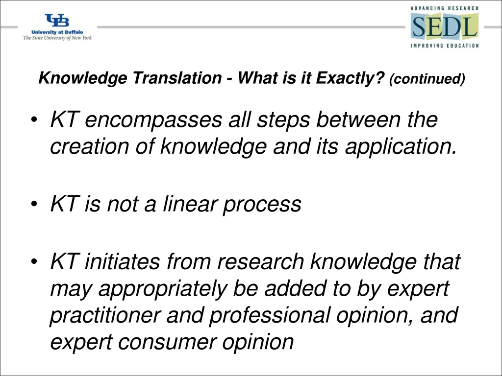 knowledge translation what is it exactly continued