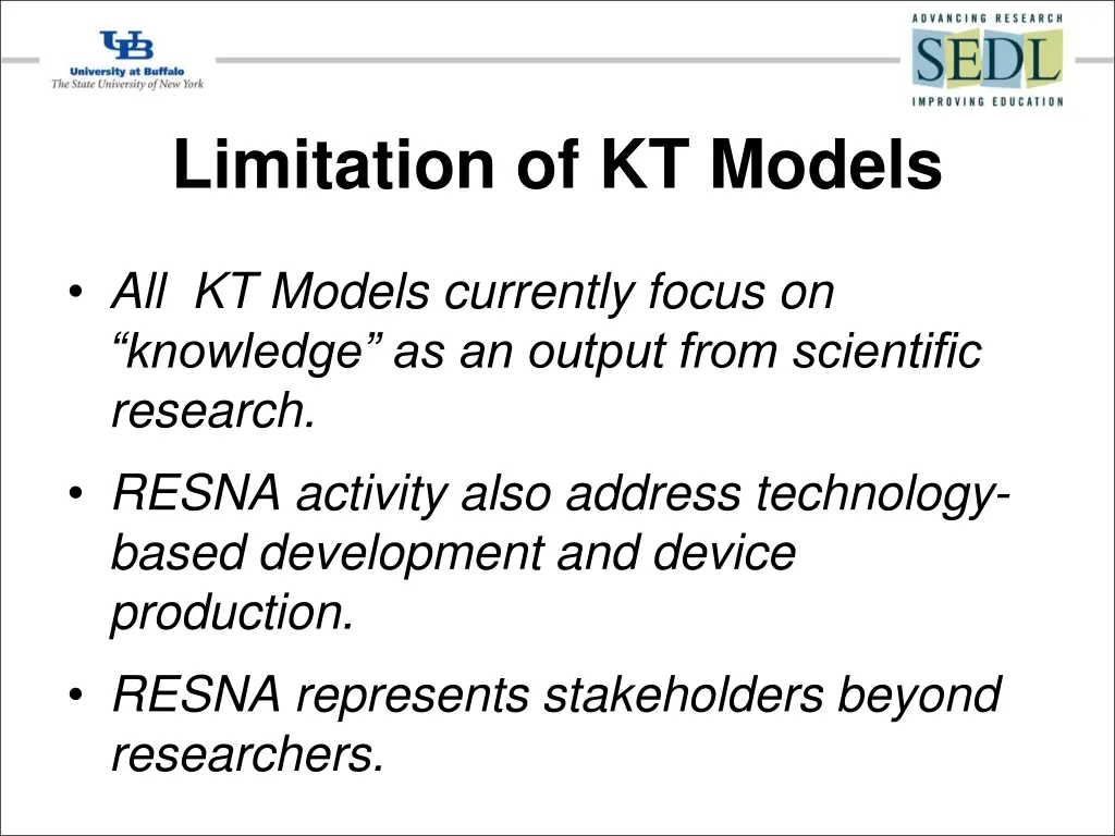 limitation of kt models