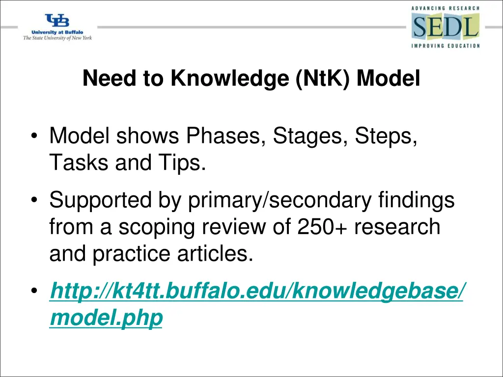 need to knowledge ntk model 1
