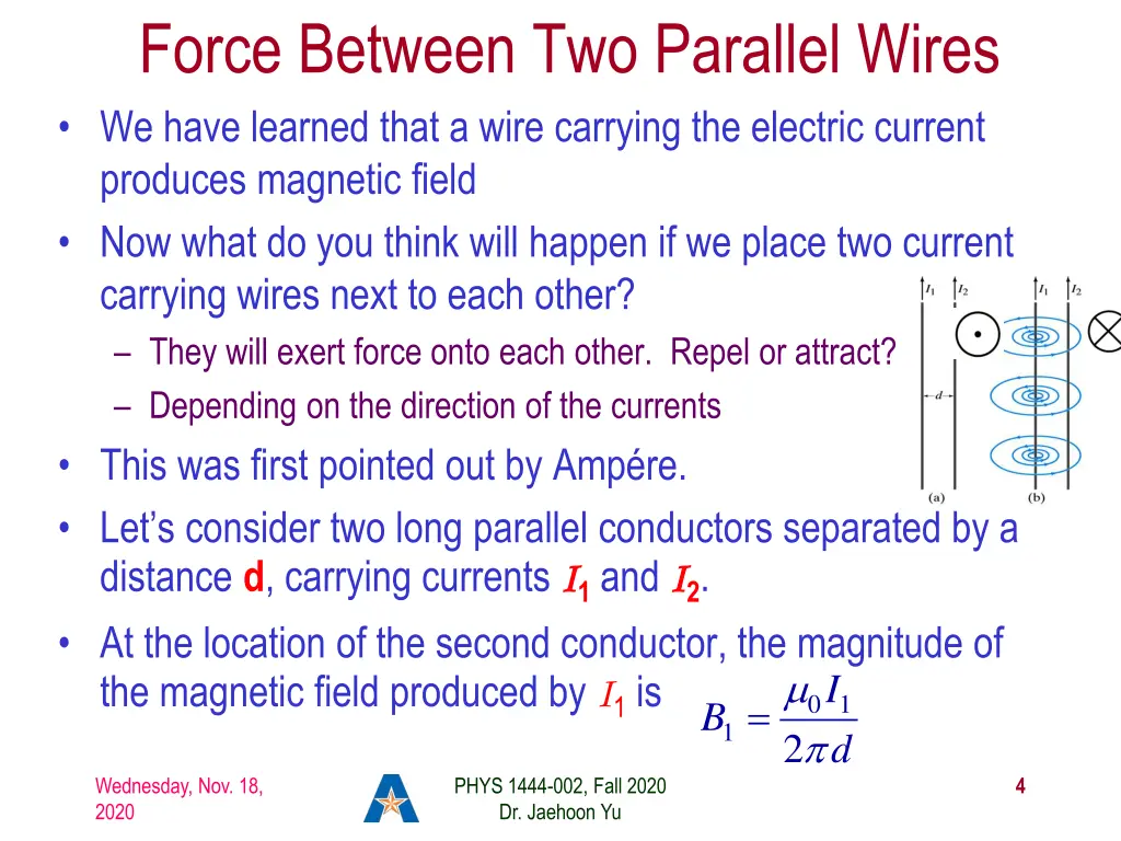 force between two parallel wires